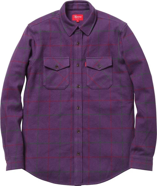 Supreme Heavyweight Flannel Windowpane Shirt Purple (WORN)