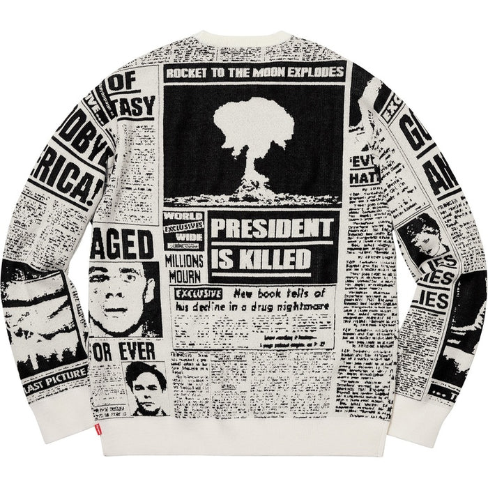 Supreme Newsprint Sweater White (WORN)