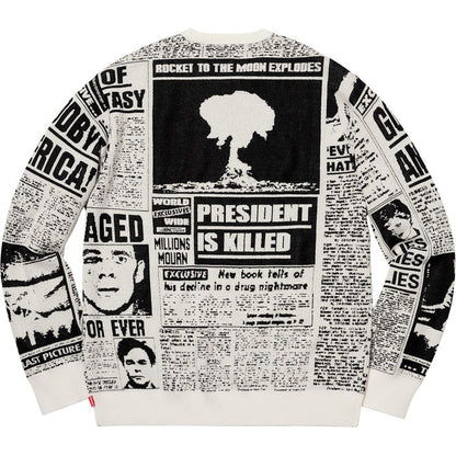 Supreme Newsprint Sweater White (WORN)