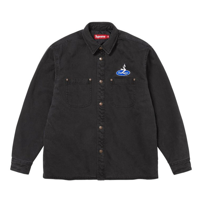 Supreme Quilted Lined Denim Snap Shirt Black (WORN)
