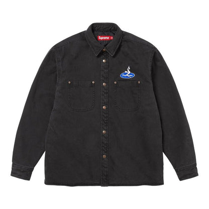 Supreme Quilted Lined Denim Snap Shirt Black (WORN)