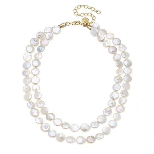 Susan Shaw - Double Strand Coin Pearl Necklace