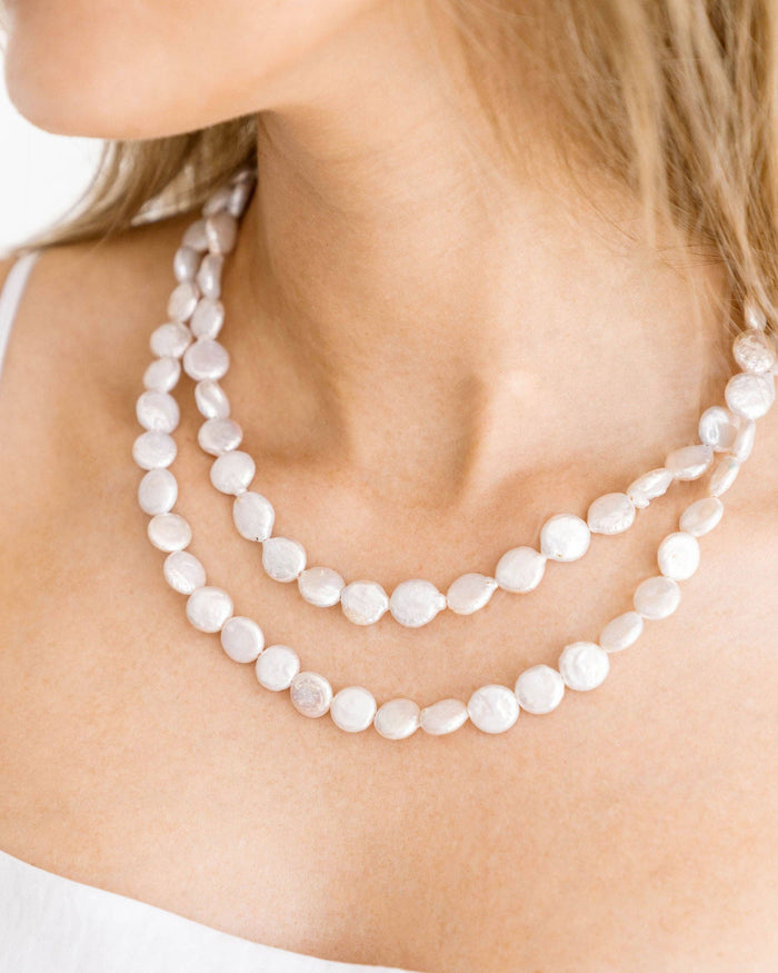 Susan Shaw - Double Strand Coin Pearl Necklace