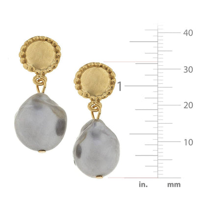 Susan Shaw - Grey Baroque Pearl Drop Earrings