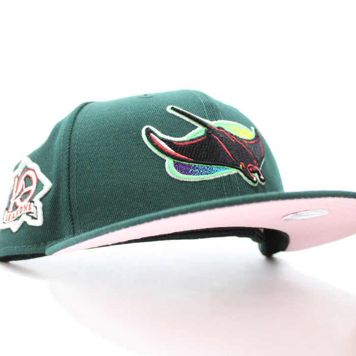 Tampa Bay Devil Rays 10th Season Anniversary New Era 59Fifty Fitted Hat (Glow in the Dark Green Pink Under Brim)