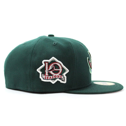 Tampa Bay Devil Rays 10th Season Anniversary New Era 59Fifty Fitted Hat (Glow in the Dark Green Pink Under Brim)