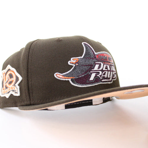 Tampa Bay Devil Rays 10th Season New Era 59Fifty Fitted Hat (GITD Walnut Peach Under Brim)