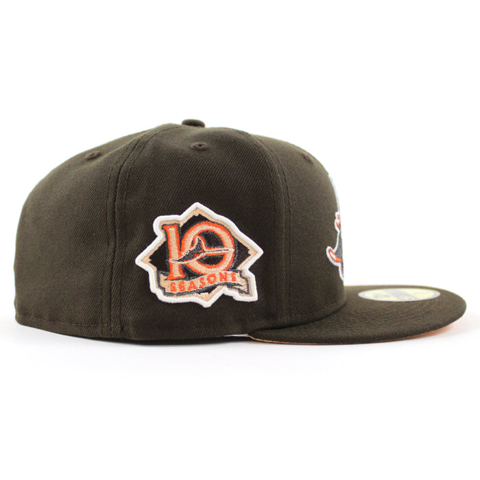 Tampa Bay Devil Rays 10th Season New Era 59Fifty Fitted Hat (GITD Walnut Peach Under Brim)