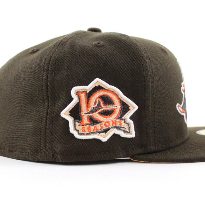 Tampa Bay Devil Rays 10th Season New Era 59Fifty Fitted Hat (GITD Walnut Peach Under Brim)