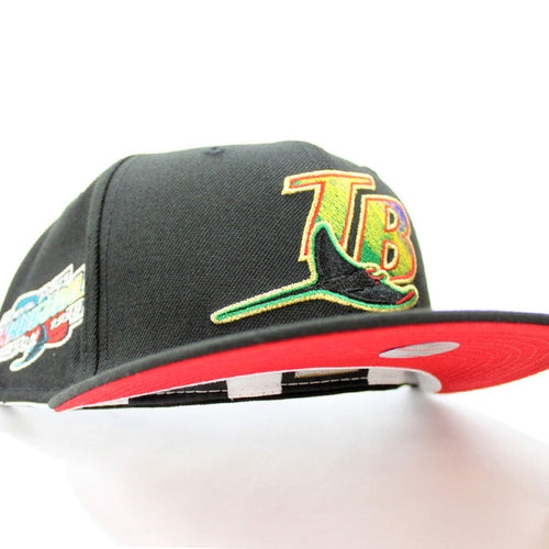 Tampa Bay Devil Rays 1998 Inaugural Season New Era 59Fifty Fitted Hat (GITD Black Red Under Brim)