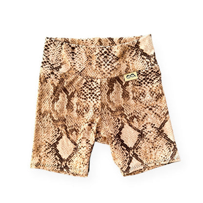Tan Snake Print Biker Shorts