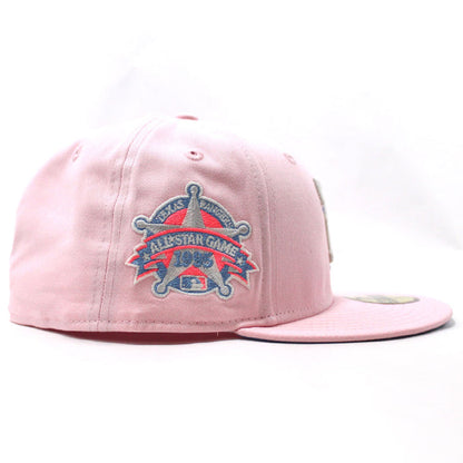 Texas Rangers 1995 All Star Game New Era 59Fifty Fitted Hat (Glow in the Dark Pink Sky Blue Under Brim)