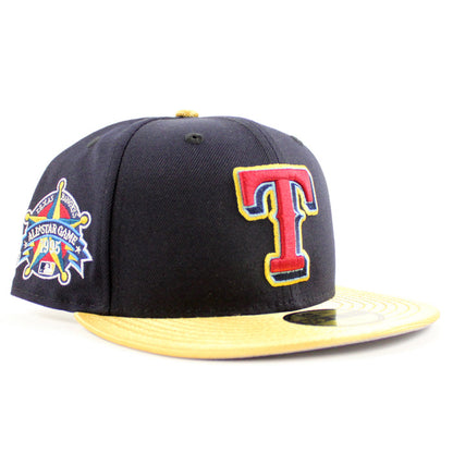 Texas Rangers 1995 All Star Game New Era 59Fifty Fitted Hat (Navy, Metallic Gold, Gray Under Brim)
