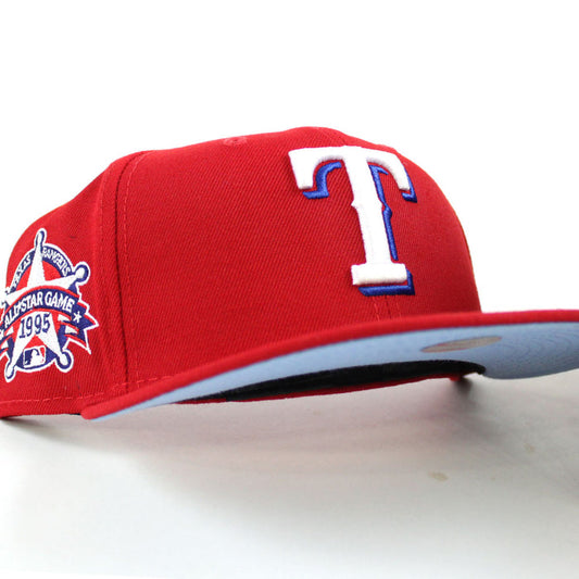 Texas Rangers 1995 All Star Game New Era 59Fifty Fitted Hat (Red Sky Blue Under Brim)