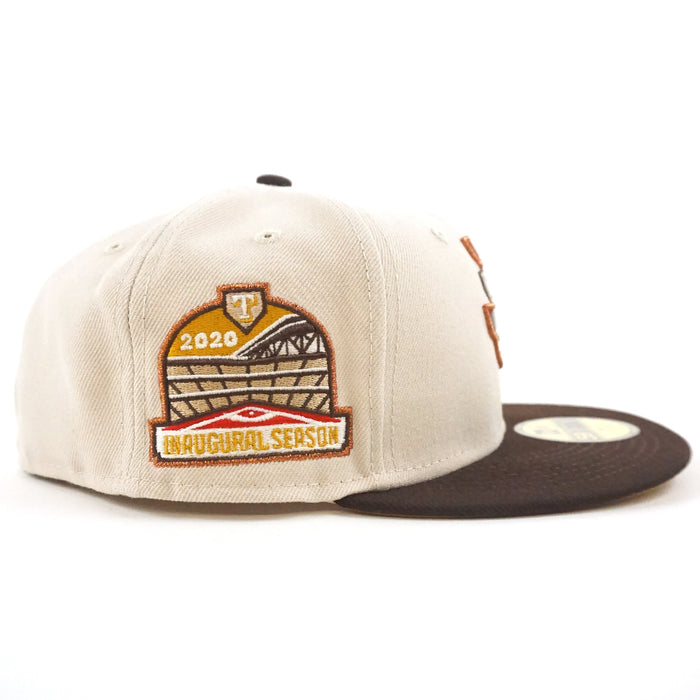 Texas Rangers 2020 INAUGURAL SEASON New Era 59Fifty Fitted Hat (GITD Stone Burnt Wood Wheat Under Brim)
