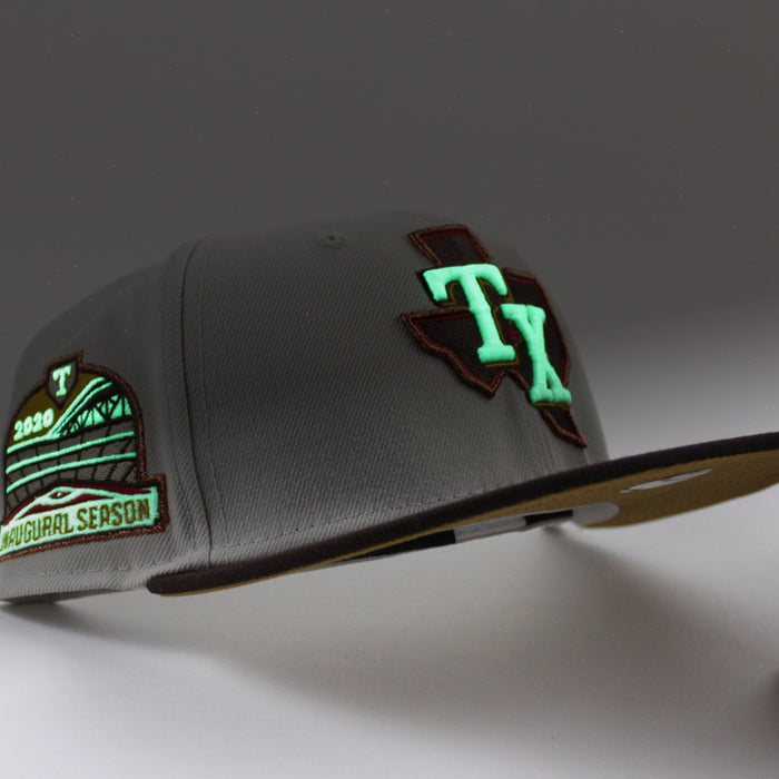 Texas Rangers 2020 INAUGURAL SEASON New Era 59Fifty Fitted Hat (GITD Stone Burnt Wood Wheat Under Brim)