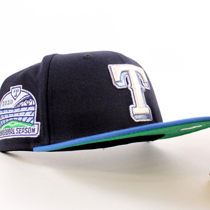 Texas Rangers 2020 Inaugural Season New Era 59Fifty Fitted Hat (Navy SeaShore Blue Green Under Brim)