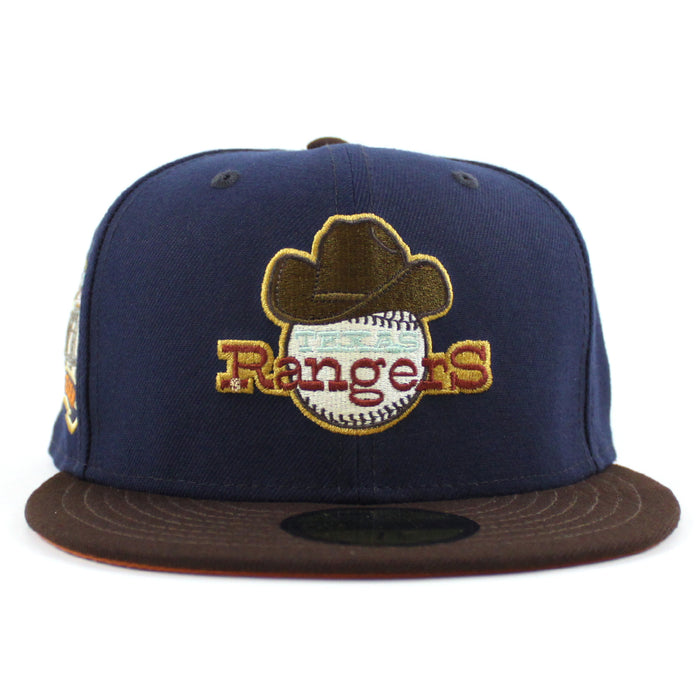 Texas Rangers FINAL SEASON New Era 59Fifty Fitted Hat (OCEANSIDE BURNT WOOD RUST ORANGE Under Brim)