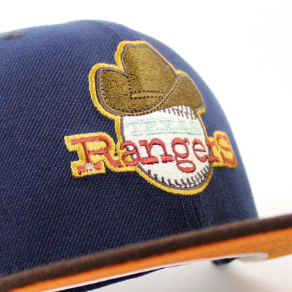 Texas Rangers FINAL SEASON New Era 59Fifty Fitted Hat (OCEANSIDE BURNT WOOD RUST ORANGE Under Brim)