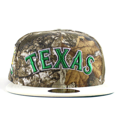 Texas Rangers Final Season New Era 59Fifty Fitted Hat (RealTree Camo Chrome White Green Under Brim)