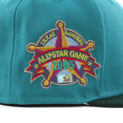 Texas Rangers Rangers Badge New Era 59Fifty Fitted Hat (AQUA DK GREEN GREEN BARK Under Brim)