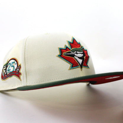 Toronto Blue Jays 25th  New Era 59Fifty Fitted Hat (Glow in the Dark Chrome Cilantro Green Red Under Brim)