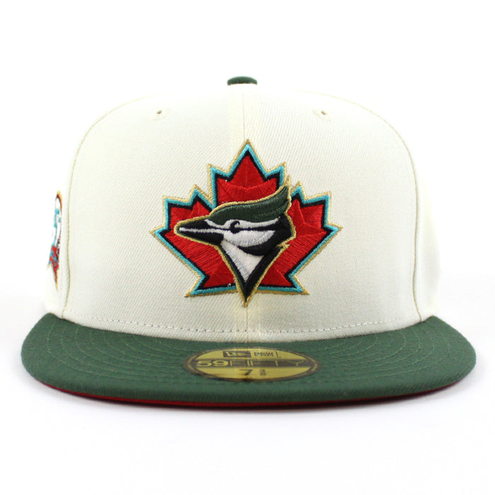 Toronto Blue Jays 25th  New Era 59Fifty Fitted Hat (Glow in the Dark Chrome Cilantro Green Red Under Brim)