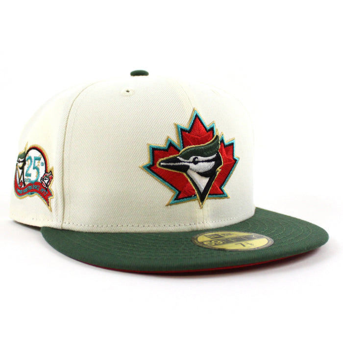 Toronto Blue Jays 25th  New Era 59Fifty Fitted Hat (Glow in the Dark Chrome Cilantro Green Red Under Brim)