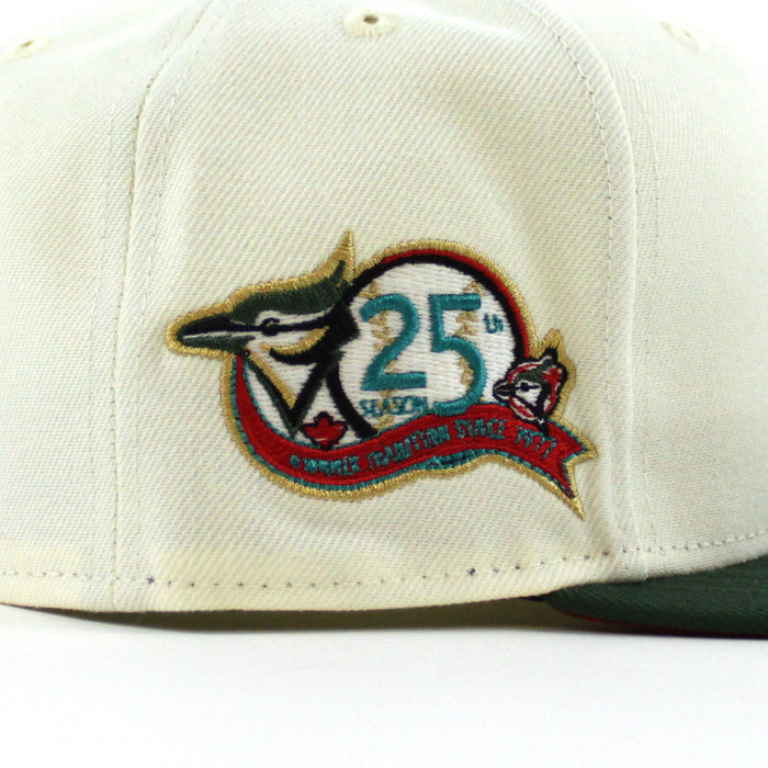 Toronto Blue Jays 25th  New Era 59Fifty Fitted Hat (Glow in the Dark Chrome Cilantro Green Red Under Brim)