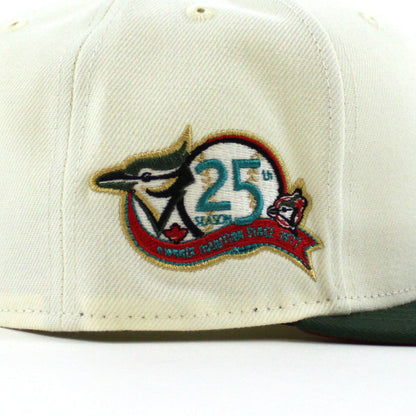 Toronto Blue Jays 25th  New Era 59Fifty Fitted Hat (Glow in the Dark Chrome Cilantro Green Red Under Brim)