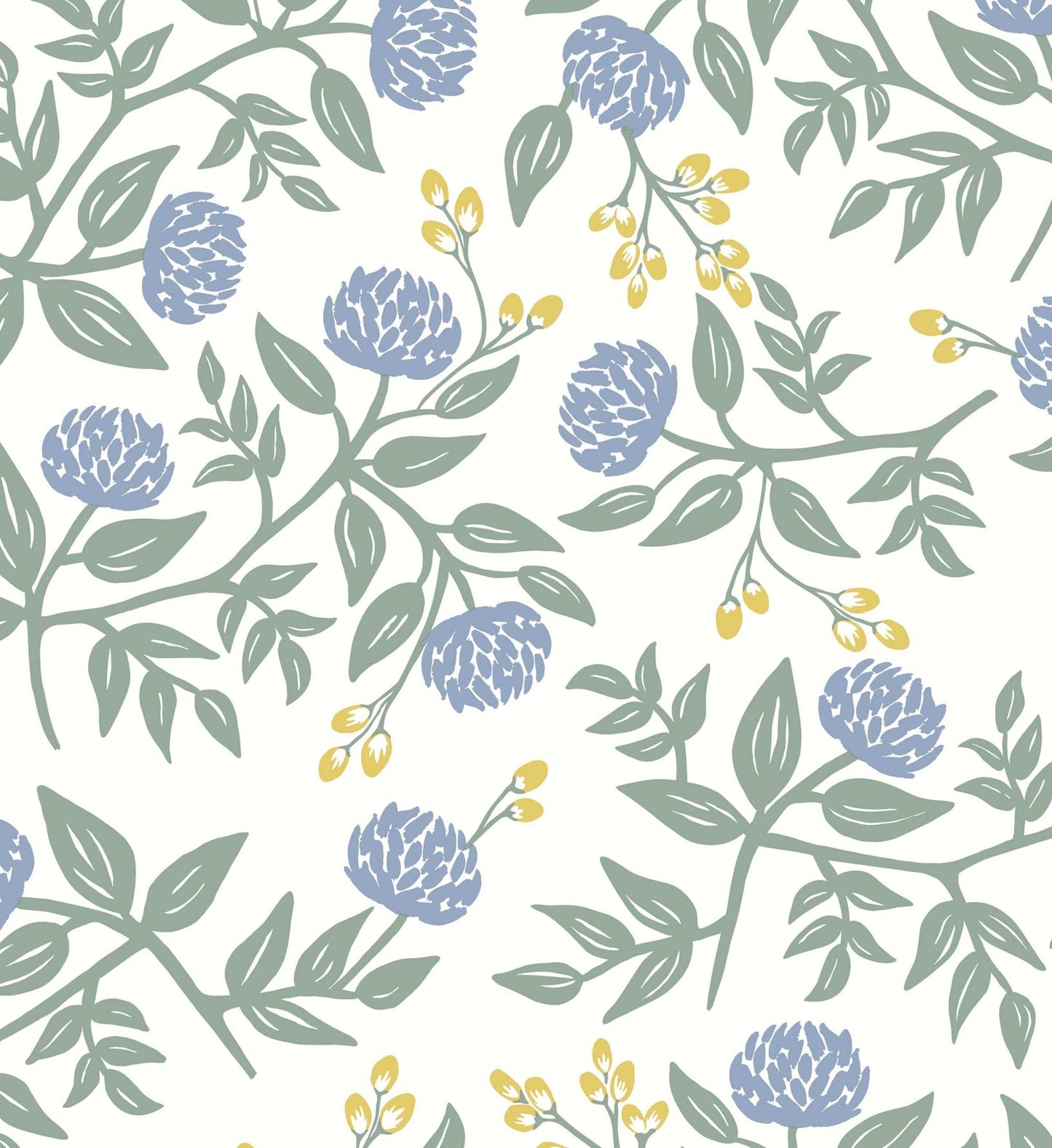 Peonies Wallpaper - Periwinkle & Sage
