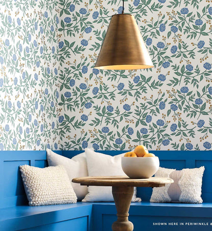 Peonies Wallpaper - Periwinkle & Sage