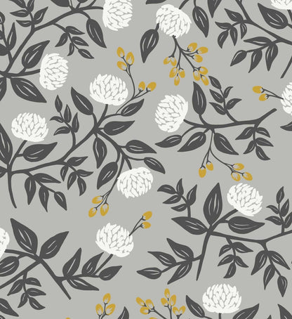 Peonies Wallpaper - Grey