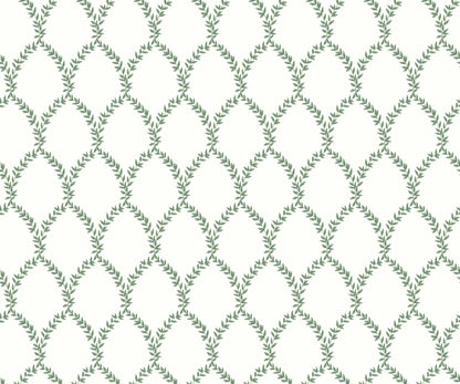 Laurel Wallpaper - Green & White