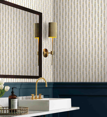 Eden Wallpaper - White & Metallic Gold