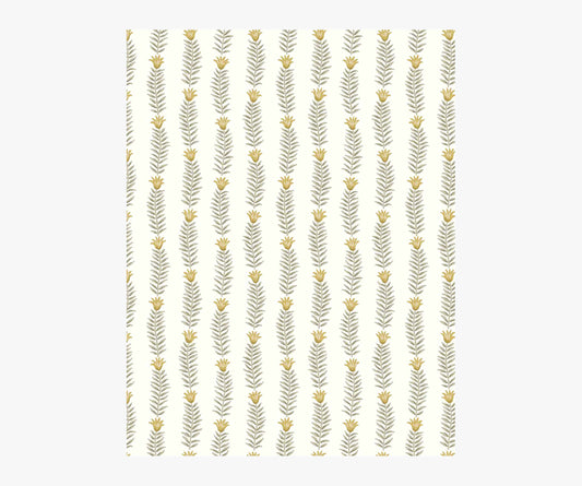 Eden Wallpaper Sample - White & Metallic Gold