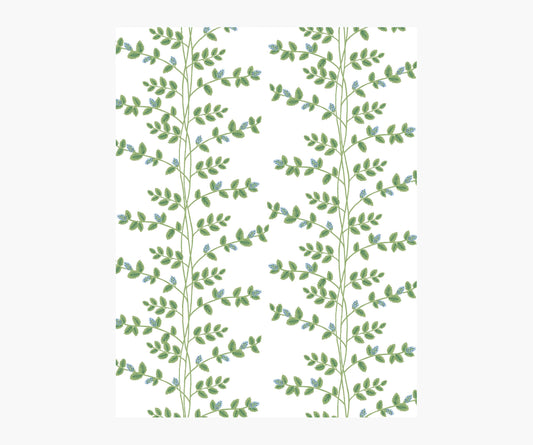 Climbing Vines Wallpaper Sample - White & Blue