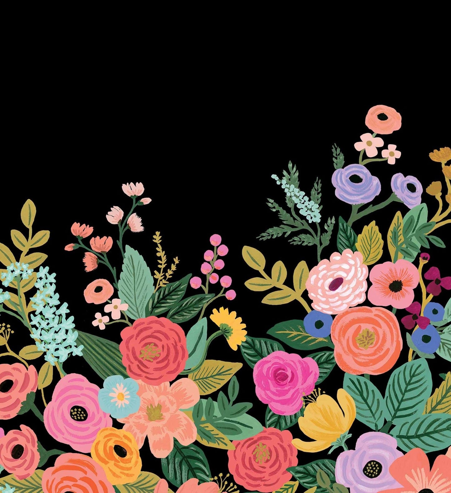 Garden Party Wallpaper Mural - Black