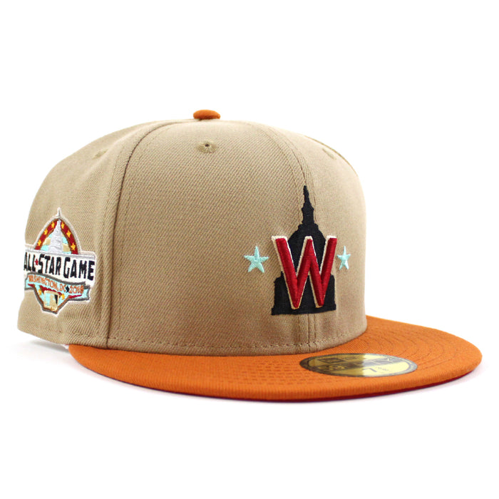Washington Nationals 2018 All Star Game New Era 59Fifty Fitted Hat (CAMEL Fight Orange SCARLET Under Brim)