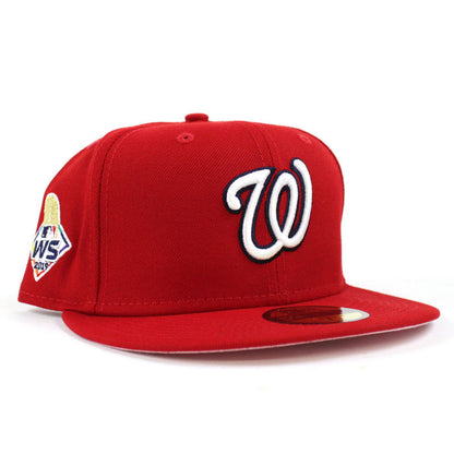 Washington Nationals 2019 World Series New Era 59Fifty Fitted Hat (Red Pink Under Brim)