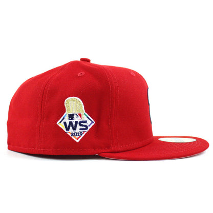 Washington Nationals 2019 World Series New Era 59Fifty Fitted Hat (Red Pink Under Brim)