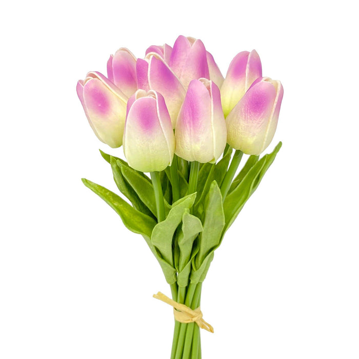 White Real Touch Tulip Bunch