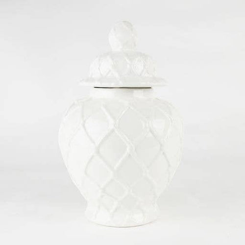 White Textured Ginger Jar - Large