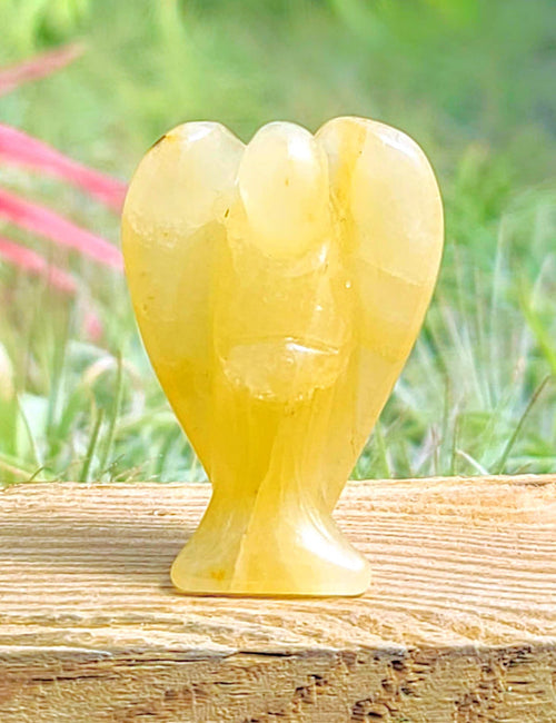 WYSIWYG Yellow Jade Crystal Angel Carving