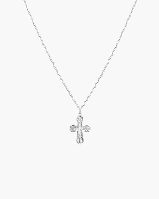 Mini Cross Pendant Necklace in Silver
